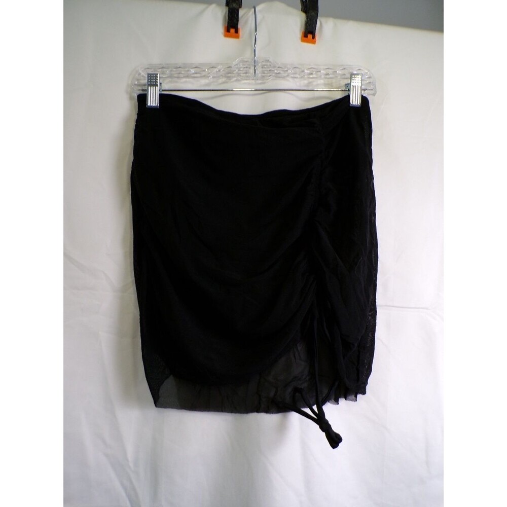 B Ruched Swim Skirt Large Black 82% Nylon 18% Spandex